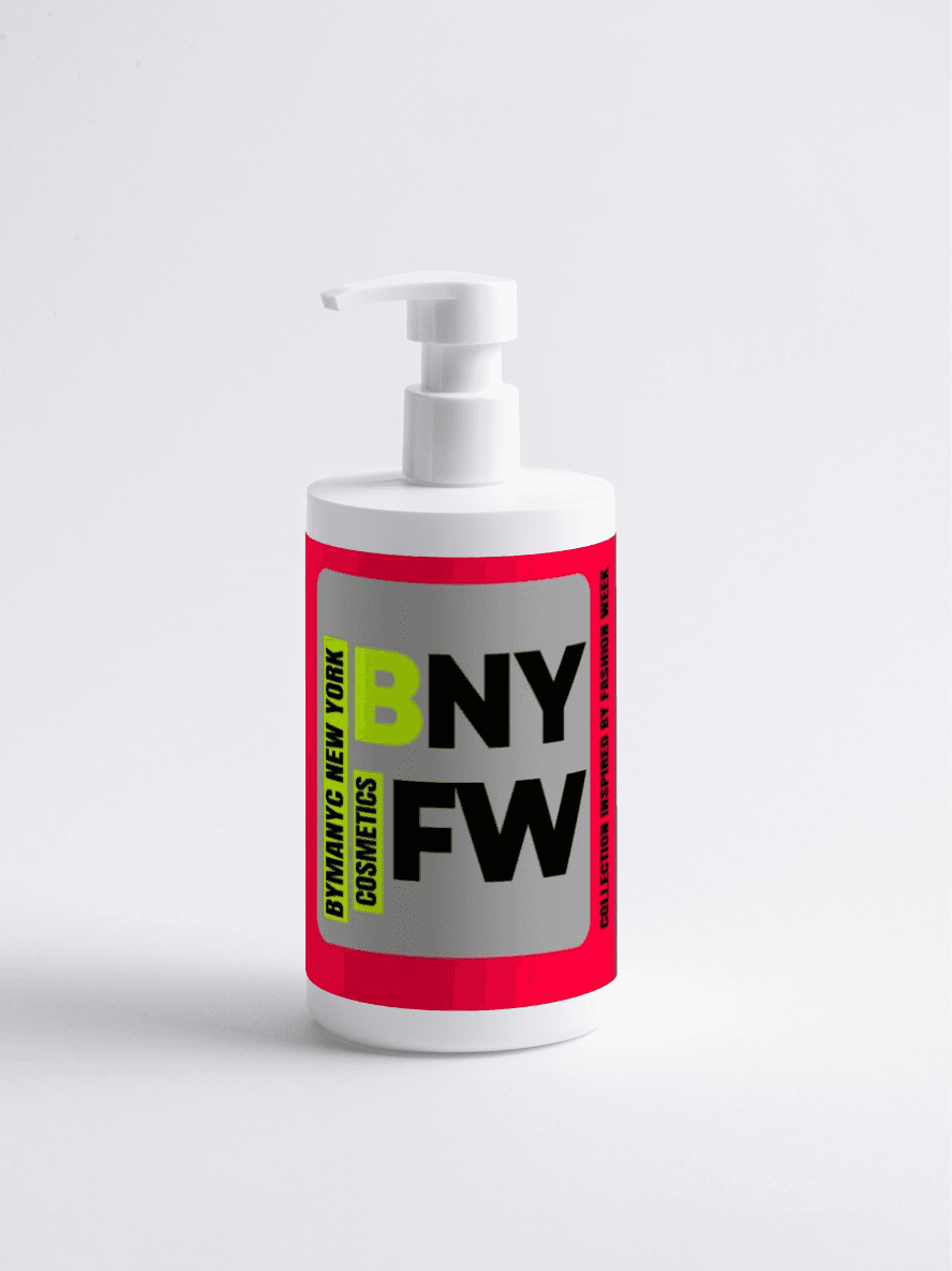 Cosmetic bottle with 'BNY FW' label on a white background