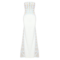 White Sequin Off-Shoulder Evening Gown For Women, Slim Fit, Midtown, BYMANYC New York. BYMANYC ® New York