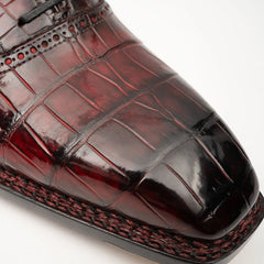 Wine Red Crocodile Oxford Shoes Goodyear Norwegian 8020