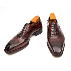 Wine Red Crocodile Oxford Shoes Goodyear Norwegian 8020