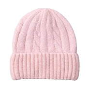 Women's Casual Cashmere Wool Blend Knitted Hat for Winter and Autumn Pink