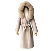 Women's Casual Cashmere Coat With Natural Big Collar