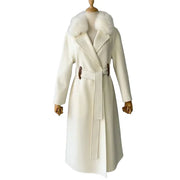 Women's cashmere coat with natural fox fur collar