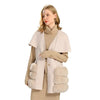 Women's sleeveless jacket with a shawl, with a pocket made of natural fur