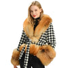 Women's winter wool jacket with luxurious natural fur collar