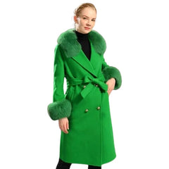 Women's Wool Coat | Natural Fox Fur Collar