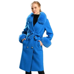 Women's Wool Coat | Natural Fox Fur Collar