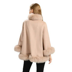 Women's Wool Coat with Natural Fur Collar | Luxurious Warmth