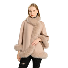 Women's Wool Coat with Natural Fur Collar | Luxurious Warmth