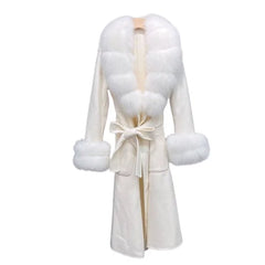 Long Woolen Coat with Fur Collar | Stylish & Versatile