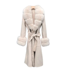 Long Woolen Coat with Fur Collar | Stylish & Versatile