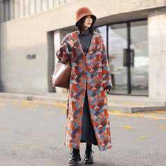 Women's Jacquard Wool Coat