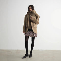 Wool jacket with removable scarf collar