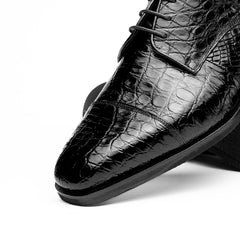 21-532-BKM ANDREA Crocodile Lace Up, Black