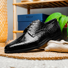 21-532-BKM ANDREA Crocodile Lace Up, Black