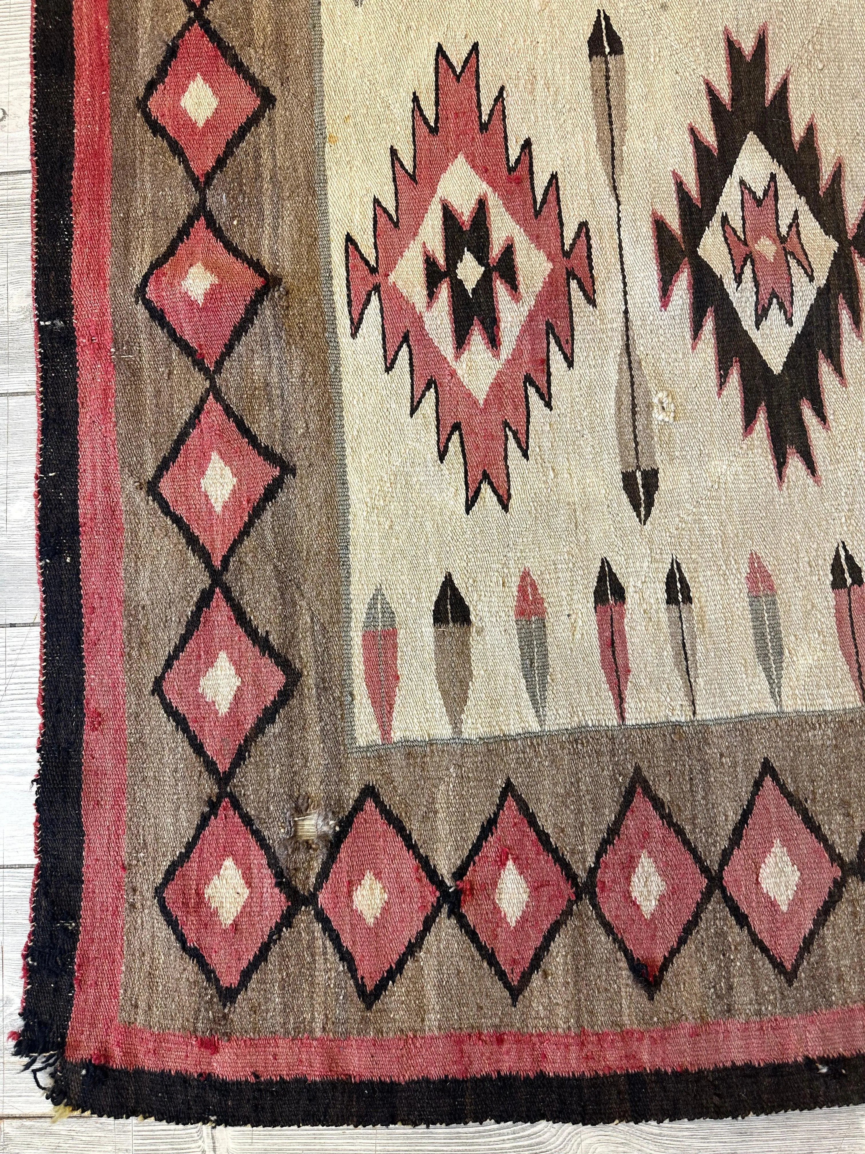 Antique 1880’s Navajo Rug 4’ x 5’ Rugistan