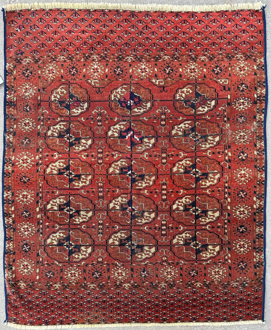 Antique 1880’s Tribal Turkoman Tekke Wedding Rug 3’4” x 4’1” Rugistan