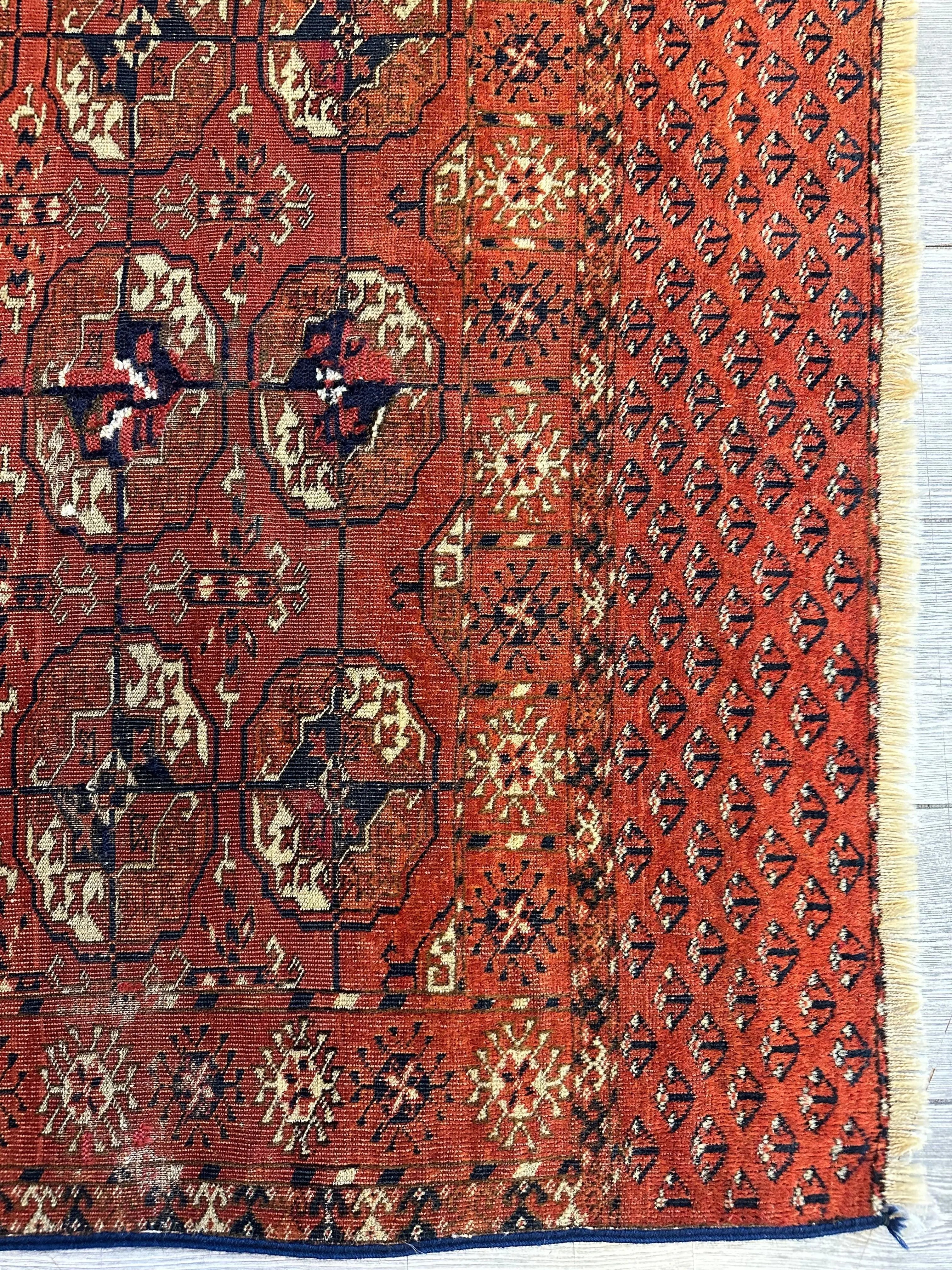 Antique 1880’s Tribal Turkoman Tekke Wedding Rug 3’4” x 4’1” Rugistan