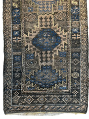 Antique 1880s Primitive Tribal Baluch Wool Rug 3’x6’4” Rugistan