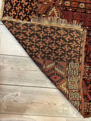 Antique 1880s Turkoman Tekke Ensi Tent Door Covering Rug 4’ x4’8” Rugistan