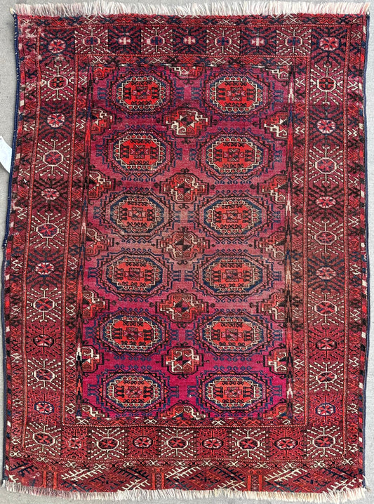 Antique 1910’s Tribal Turkoman Rug 3’ x 4’1” Rugistan