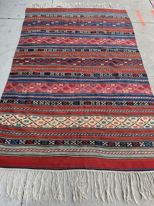 Antique Caucasian Shahsavan Soumak Rug 4’9” x 7’4” Rugistan