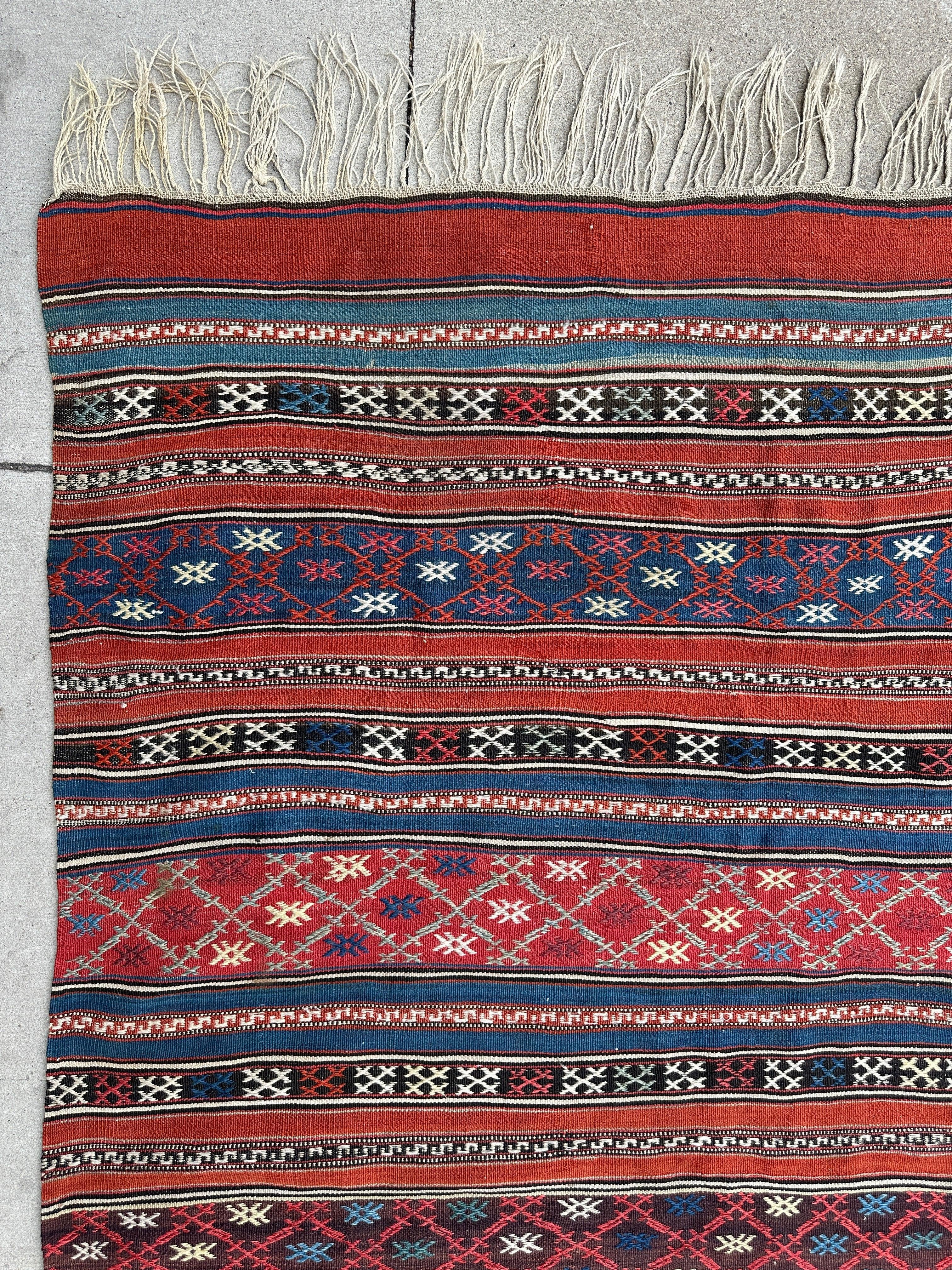 Antique Caucasian Shahsavan Soumak Rug 4’9” x 7’4” Rugistan