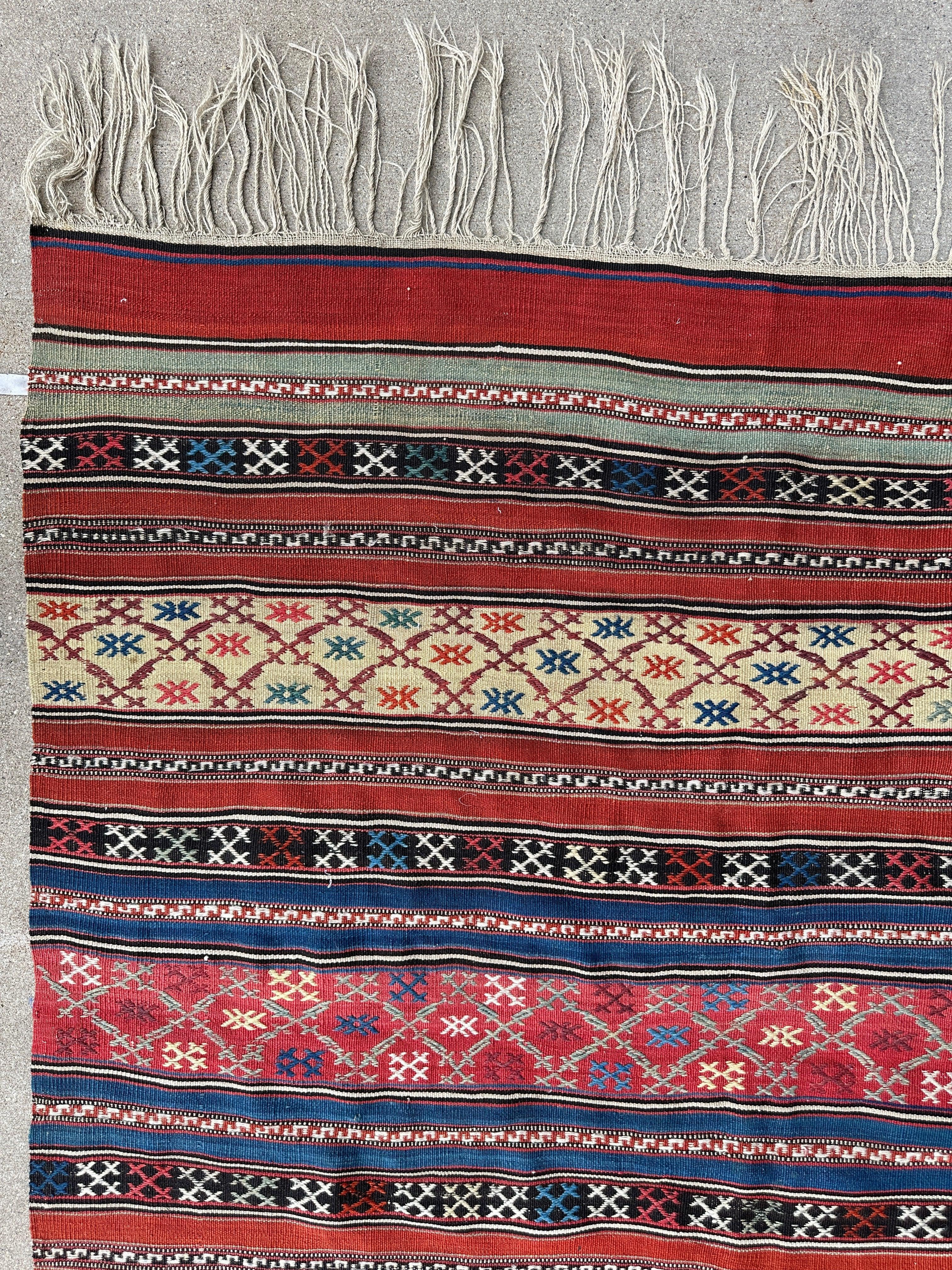 Antique Caucasian Shahsavan Soumak Rug 4’9” x 7’4” Rugistan