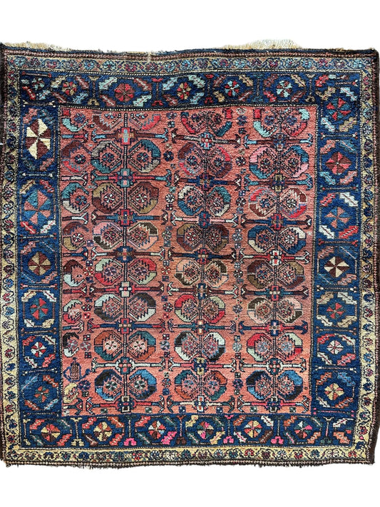 Antique One of Kind Persian Hamedan Enjelas Rug 3’11” x 4’4” Rugistan