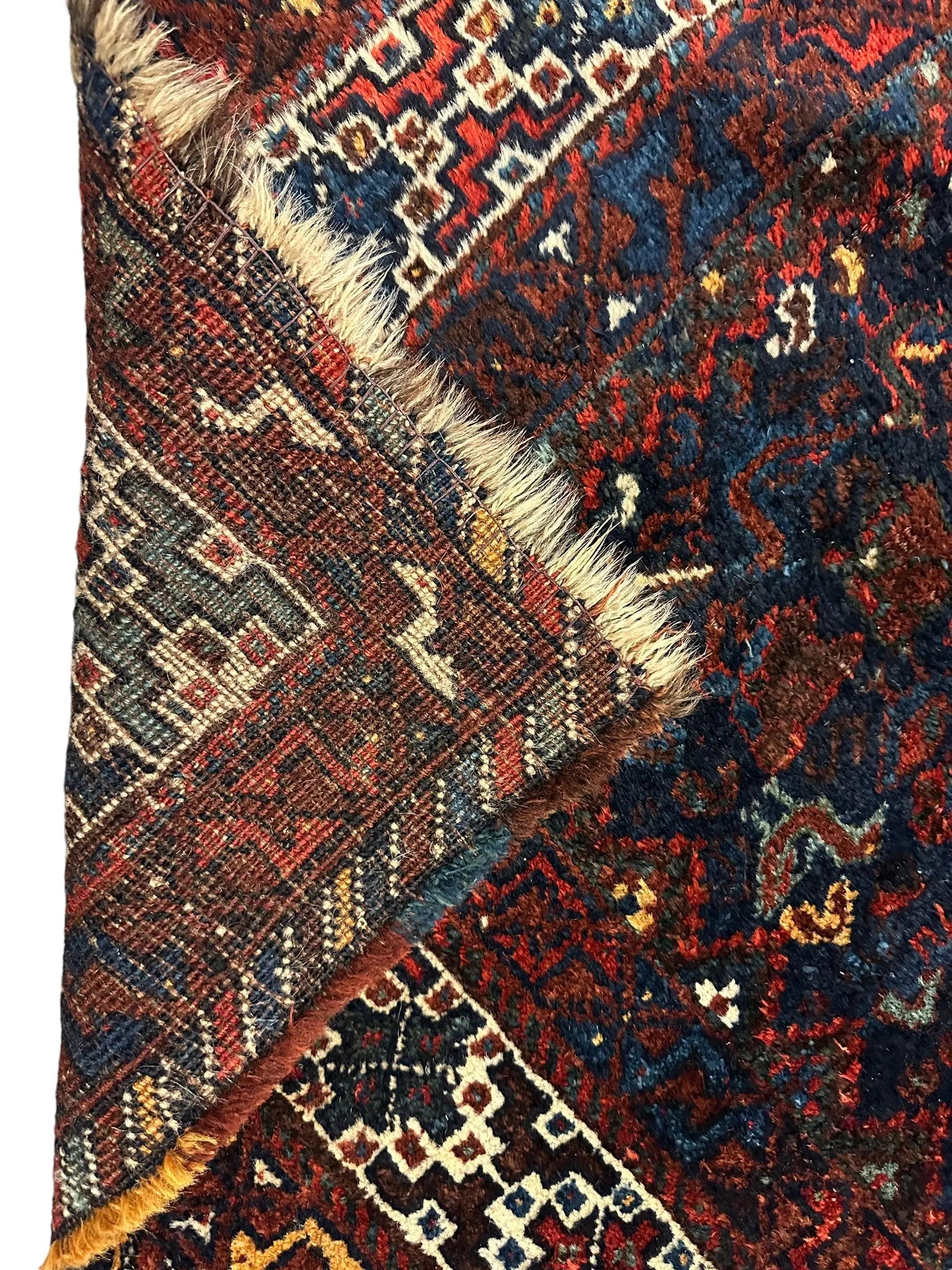 Antique Persian Khamseh Tribal Rug 4' x 5’10” Rugistan