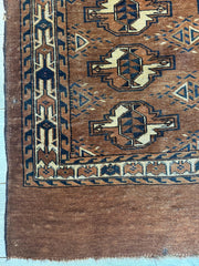 Antique Tekke Yomud Yomut Saryk Chuval Rug Bag Face, Turkmen Rug, Turkoman Rug 2’6”x3’9” Rugistan