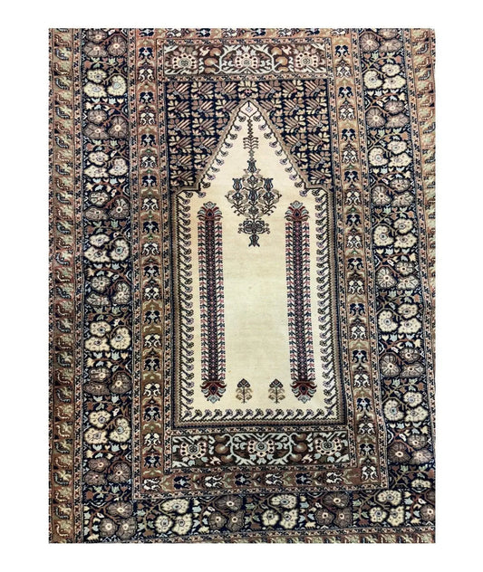 Antique Turkish Panderma Prayer Rug Rugistan