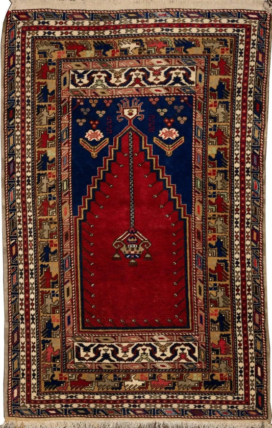 Vintage Turkish Wool Prayer Rug 4x6 Rugistan