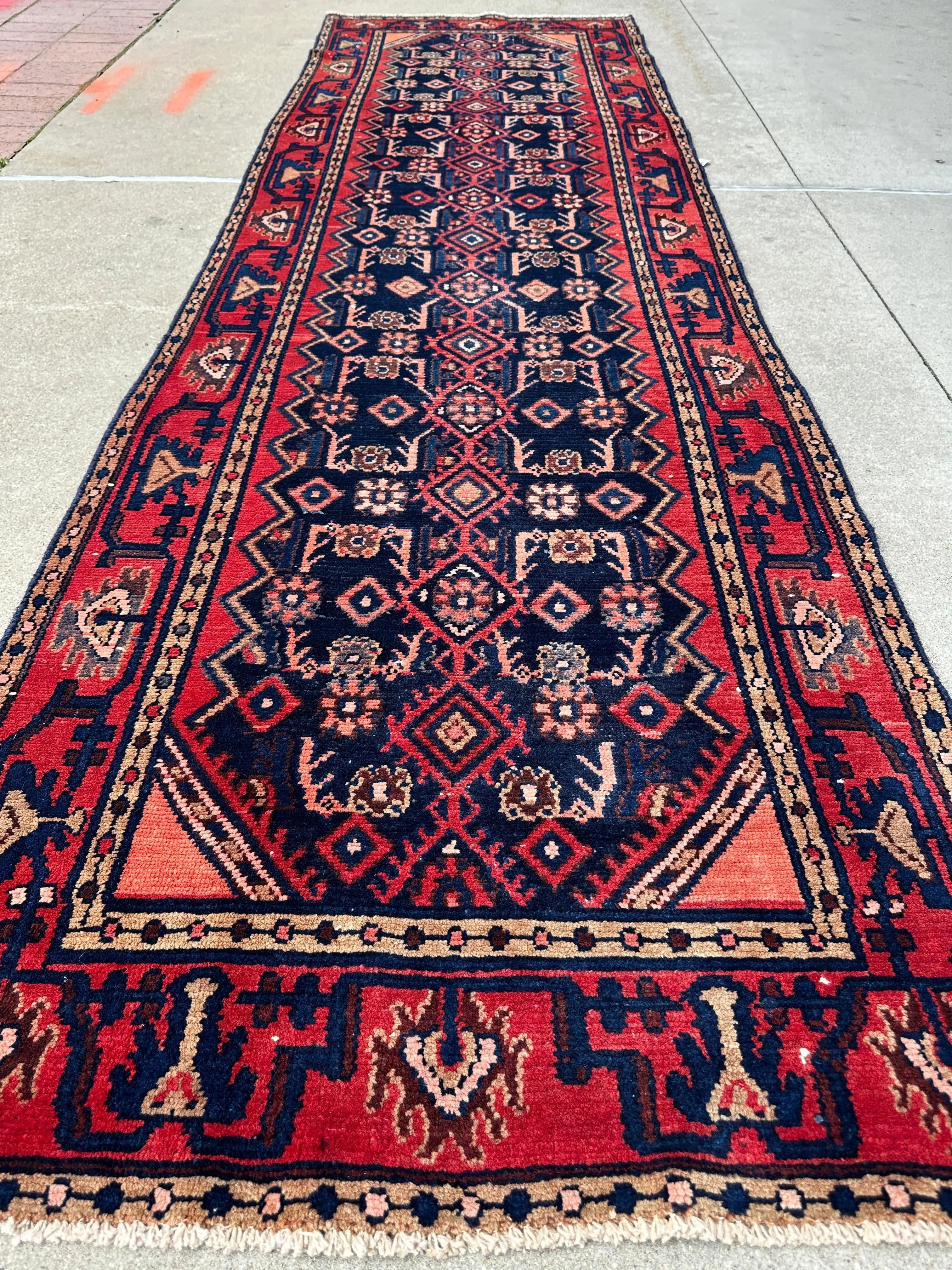 Antique Vegetable Dye Malayer Persian Runner Rug 3x10’4” Rugistan