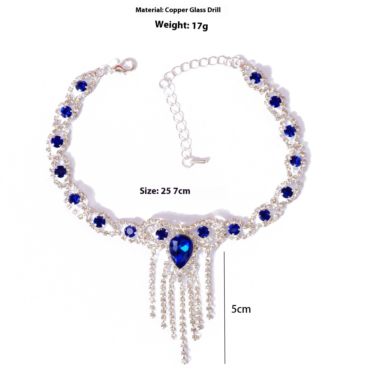 Blue Rhinestone Anklet