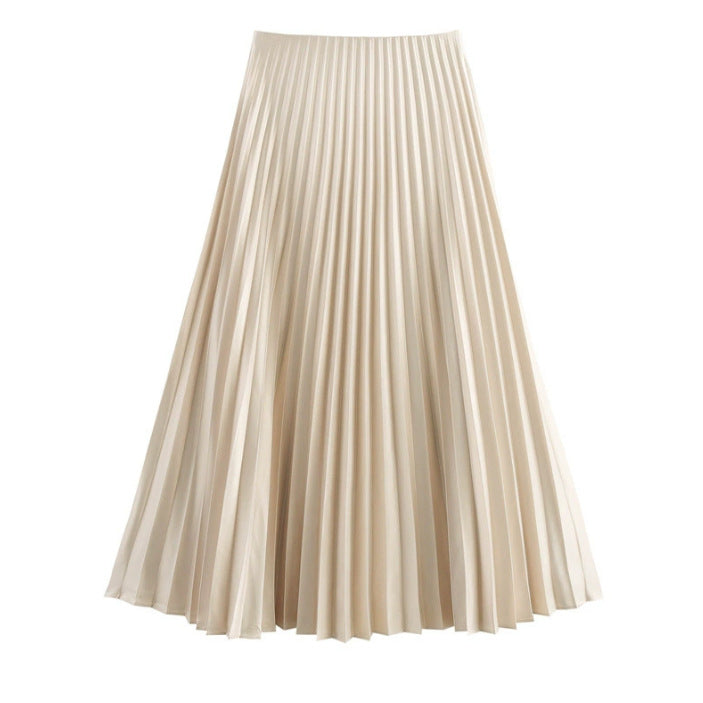 Beige pleated skirt on a white background