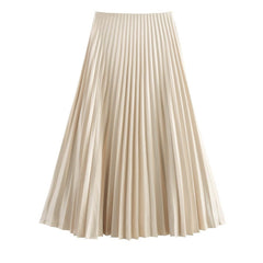 Beige pleated skirt on a white background