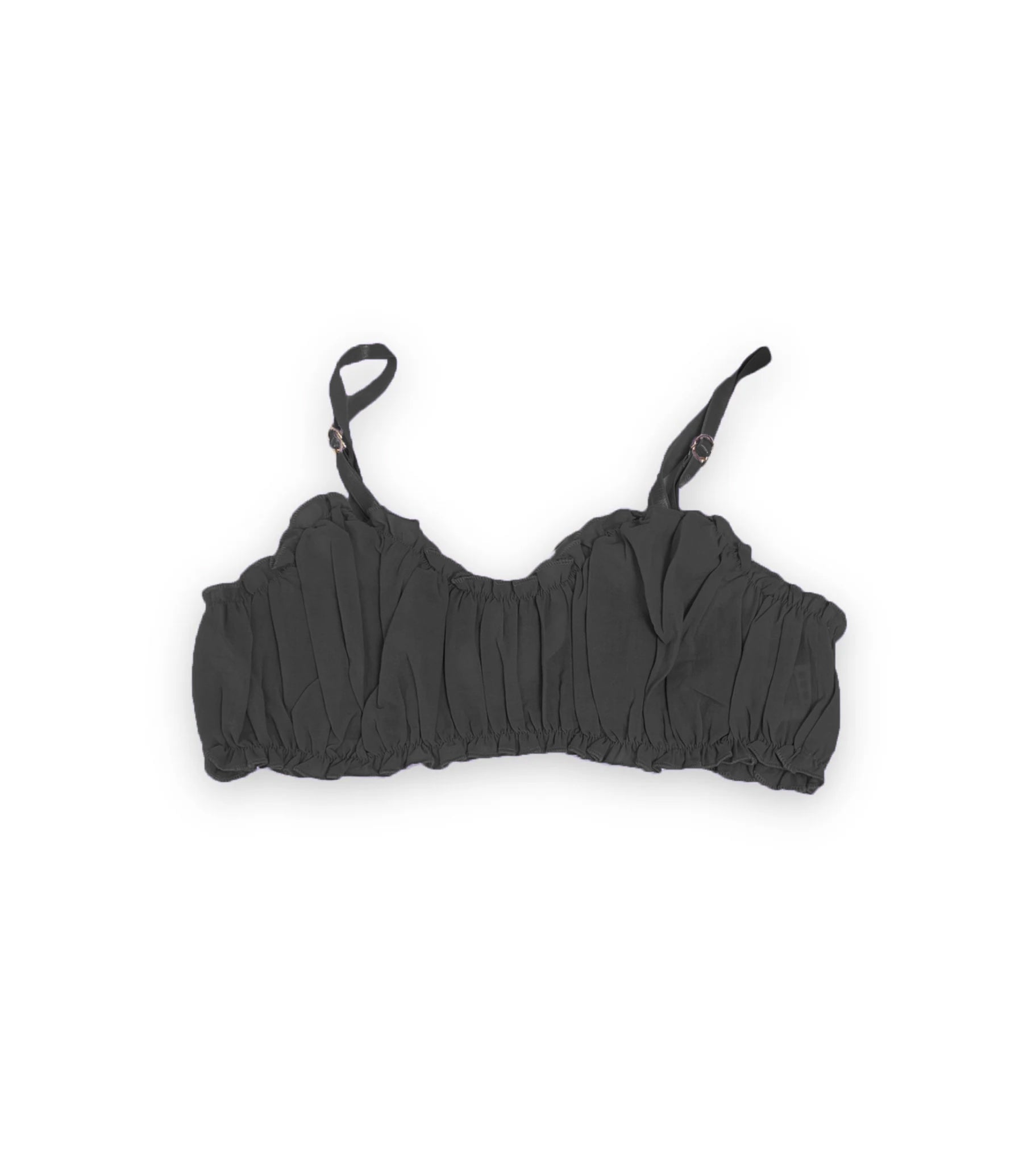 Black bikini top on a white background