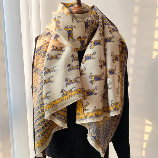 Women's Color Block Imitation Cashmere Scarf Family Shopolf