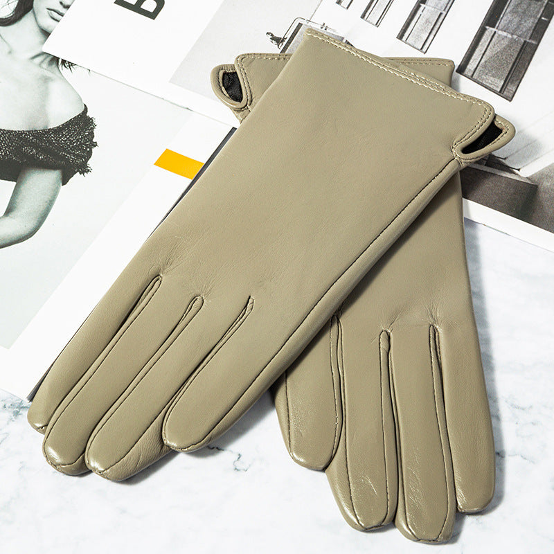 Touch Screen Leather Gloves with Plush Lining