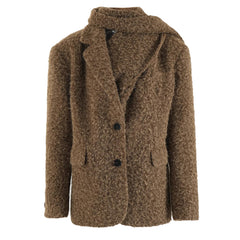 Wool jacket with removable scarf collar