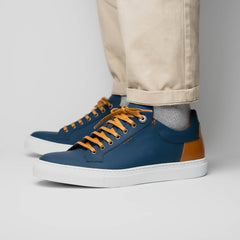 65-229-NVY Diaz Rubberized Calfskin Sneaker Navy