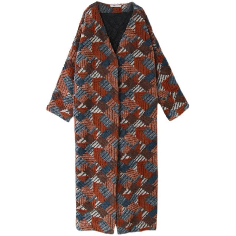 Women's Jacquard Wool Coat