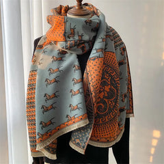 Women's Color Block Imitation Cashmere Scarf Family Shopolf