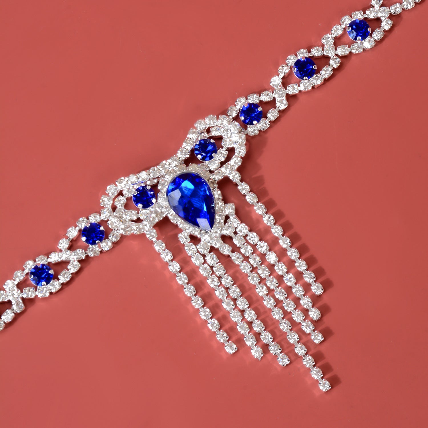 Blue Rhinestone Anklet