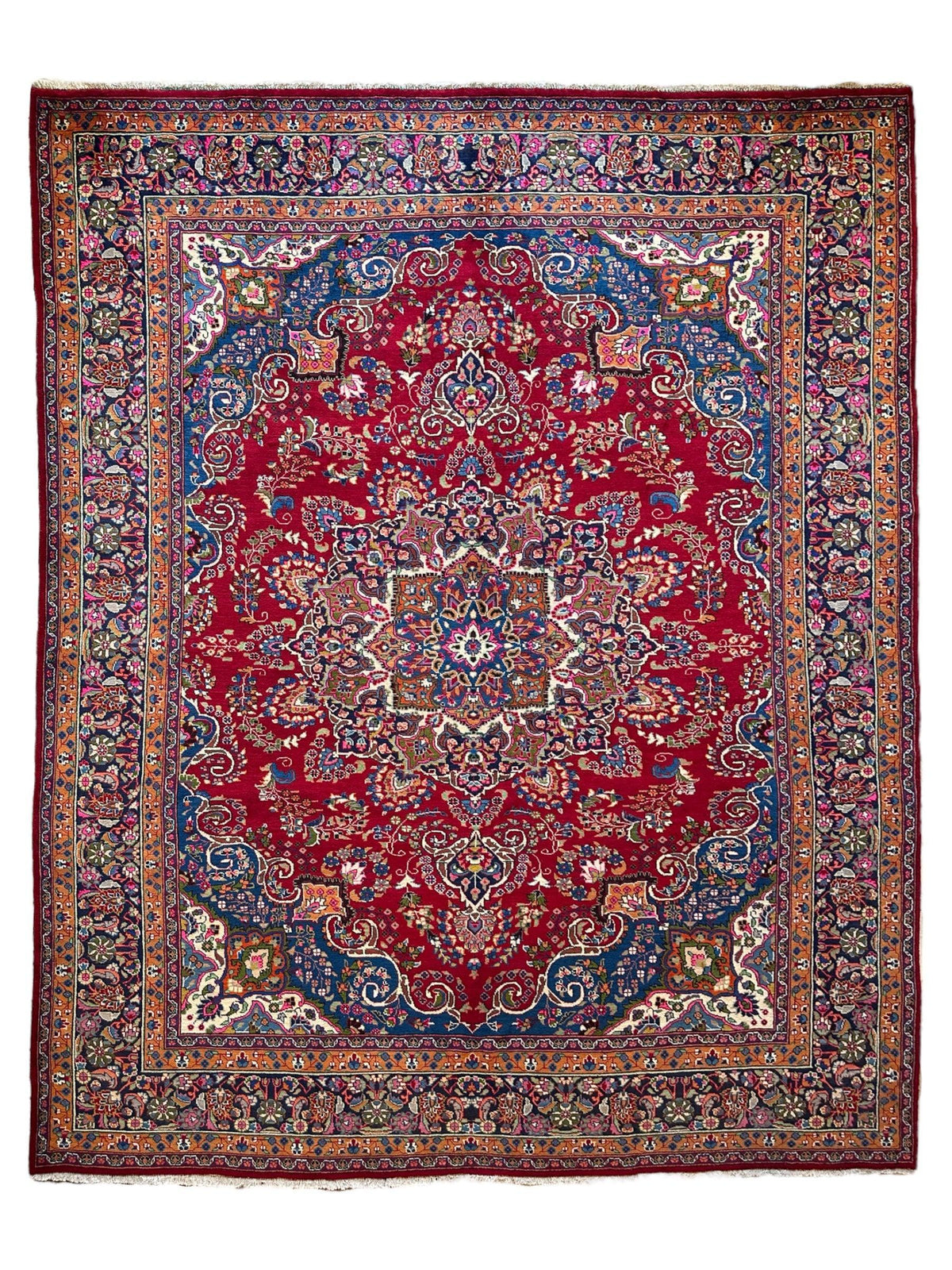Elegant Mint Vintage 1960's Hand Knotted Veggie Dye Khorasan Area Rug 9’7” x 12’9” Rugistan