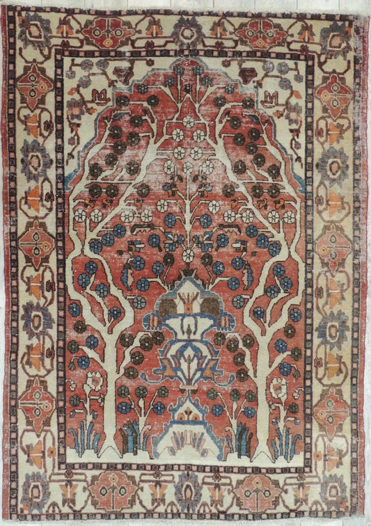 Exquisite Distressed Fine Persian Area Rug 5x7 Ft Rugistan