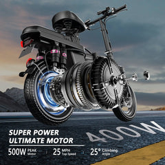 ASK GO F9 Foldable Electric Bike – 650W Motor, 25 MPH Family Shopolf