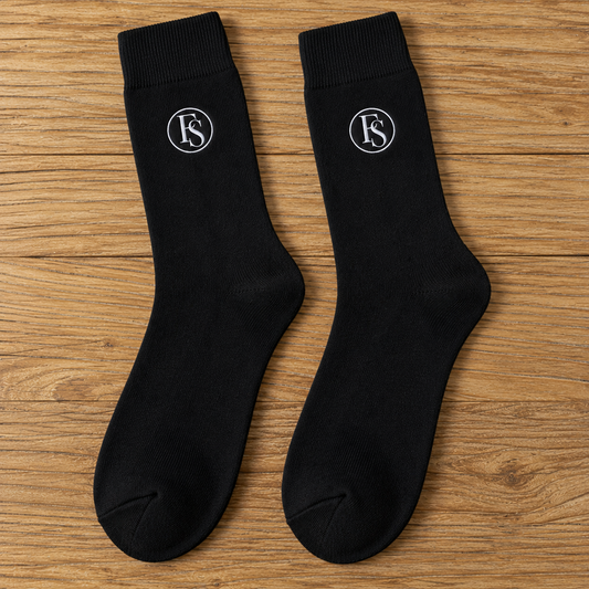 Family Shopolf embroidered FS logo cotton crew socks - Black
