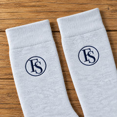 Family Shopolf embroidered FS logo cotton crew socks gray detail